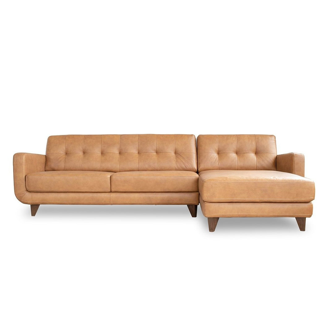 CASSIE TAN LEATHER SECTIONAL SOFA (RIGHT CHAISE)