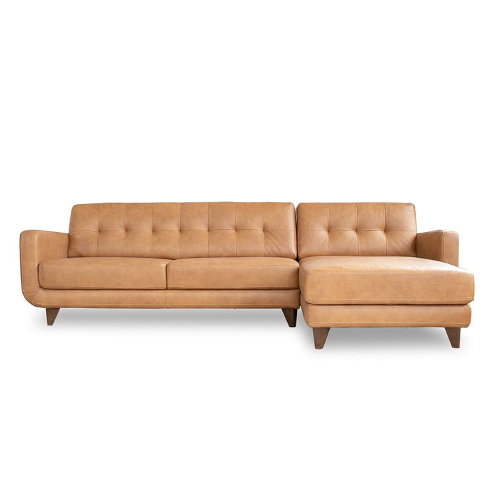 CASSIE TAN LEATHER SECTIONAL SOFA (RIGHT CHAISE)