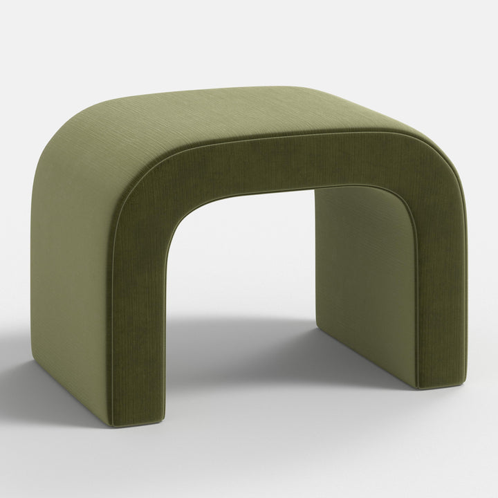 Luxe Plush Footstool with Tufted Design