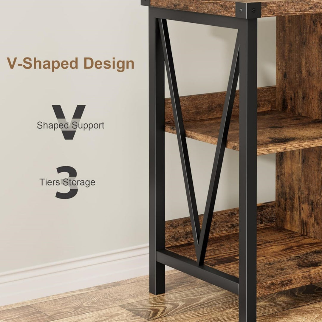 3-tier Metal Horizontal Bookshelf With 8 Cube Storage Organizer – 62-inch Industrial Console Bookcase For Entryway And Living Room