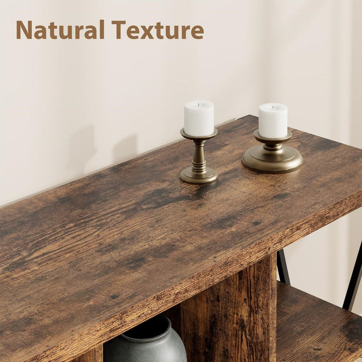 3-tier Metal Horizontal Bookshelf With 8 Cube Storage Organizer – 62-inch Industrial Console Bookcase For Entryway And Living Room