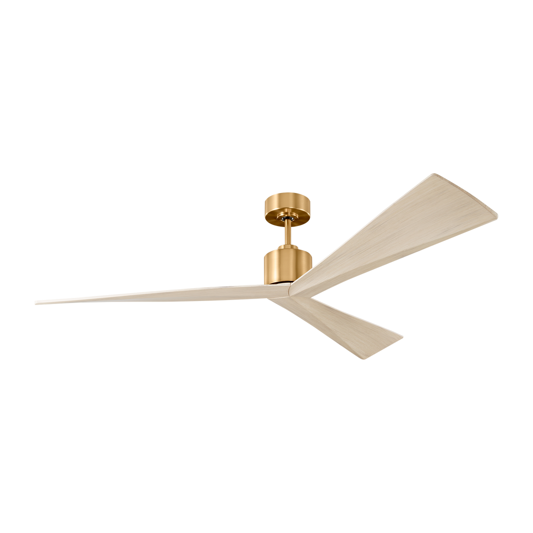 Adler 60 Ceiling Fan in Burnished Brass with Washed White Oak Blades