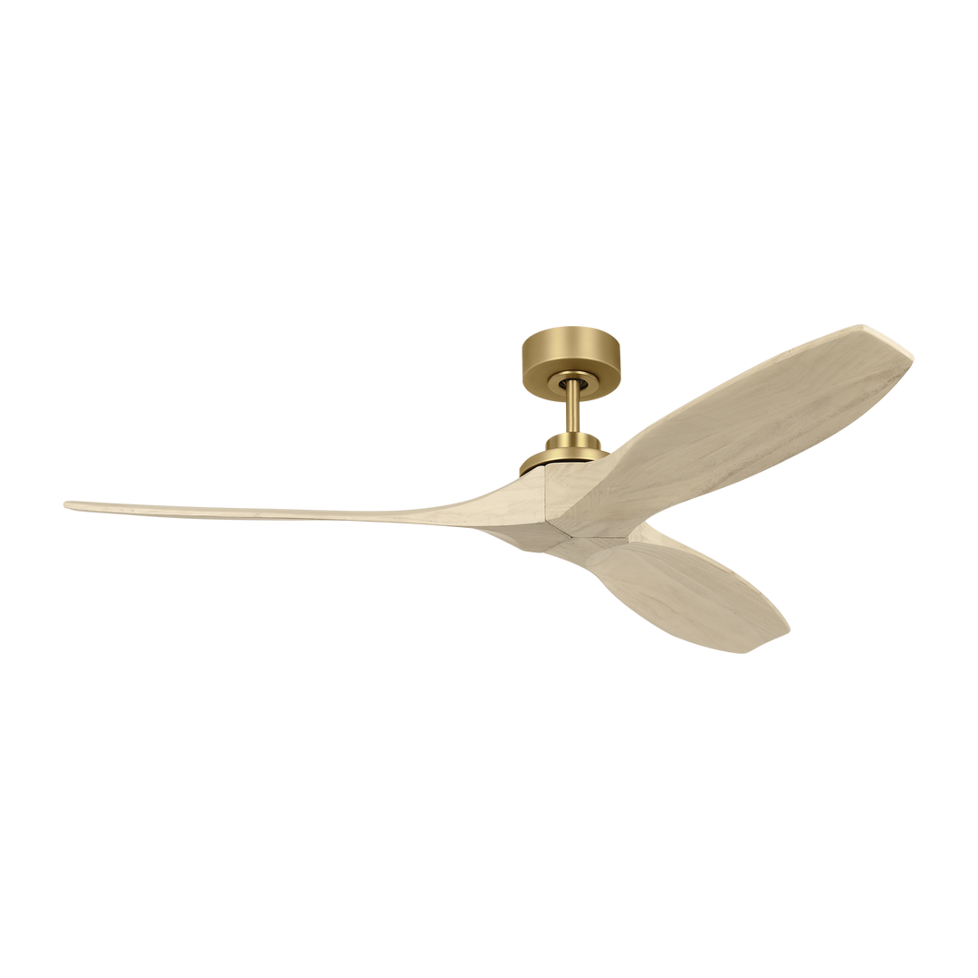 Collins Smart 60 Ceiling Fan in Burnished Brass with Washed White Oak Blades
