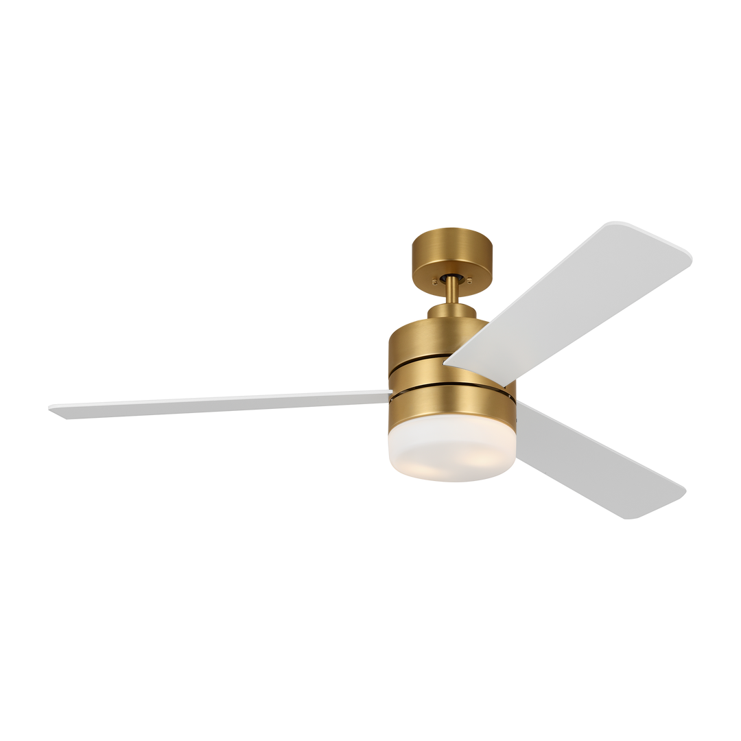 Era 52 LED Ceiling Fan in with Matte White Blades and Light Kit Burnished Brass