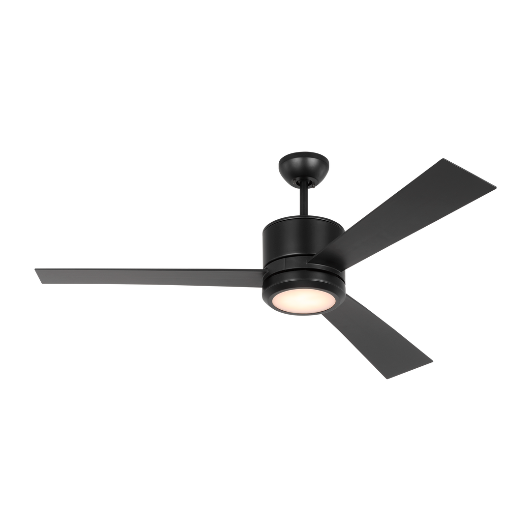 Vision 52 LED Ceiling Fan in Midnight Black with Midnight Black Blades and Light Kit