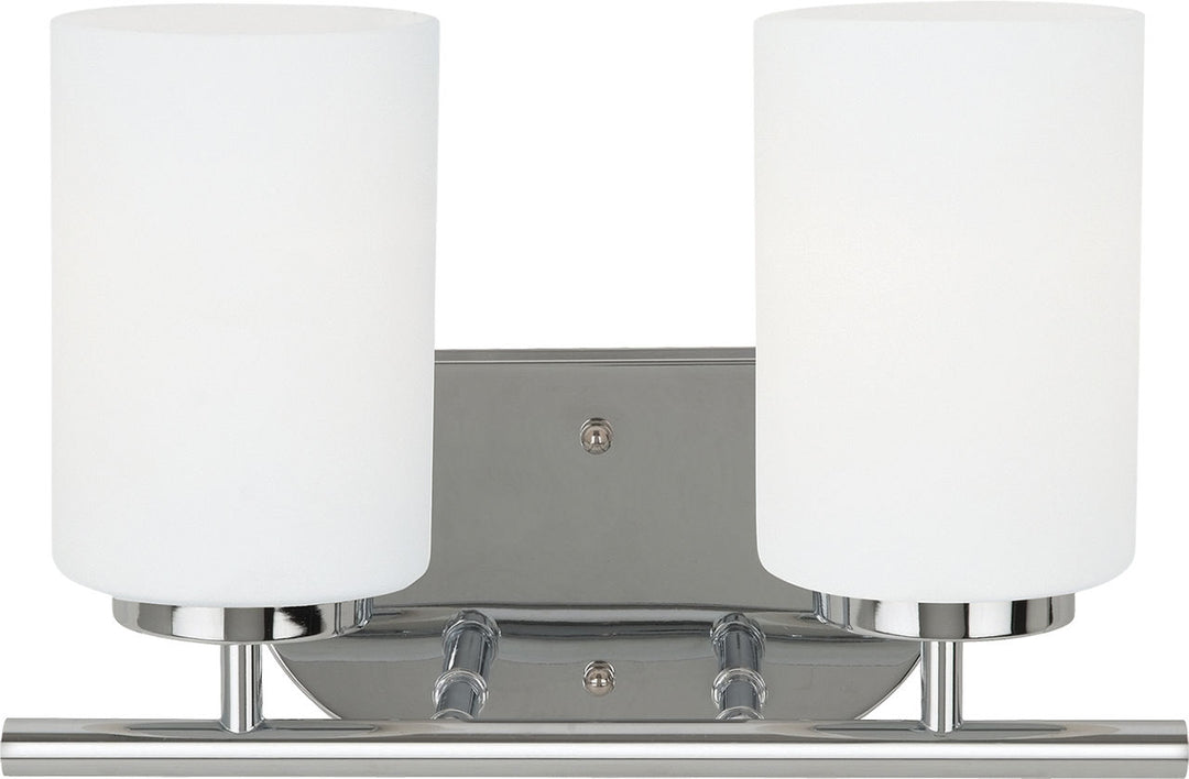 Oslo 2-Light Bath Sconce in Chrome with Opal Etched Glass Bulbs Included