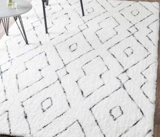 Peraza Hand-Tufted White Area Rug-8'x5'