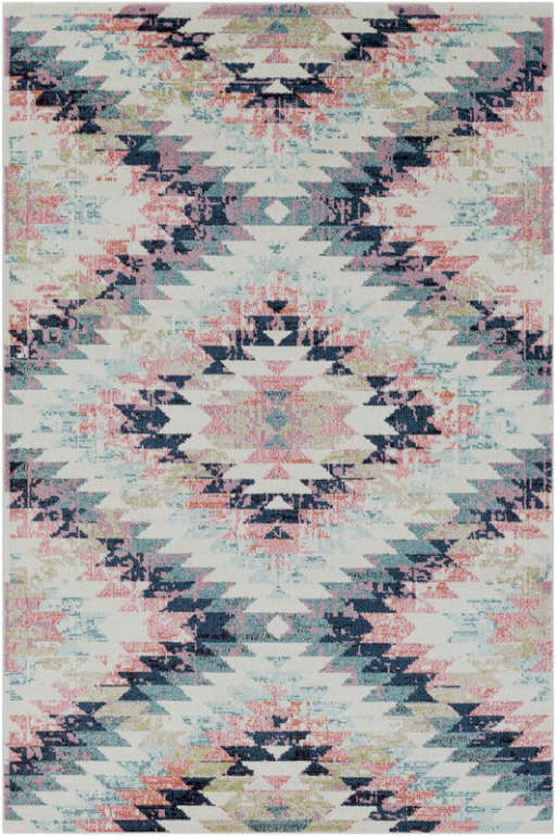 Nichole Geometric Area Rug in Sea Foam/Cream/Beige