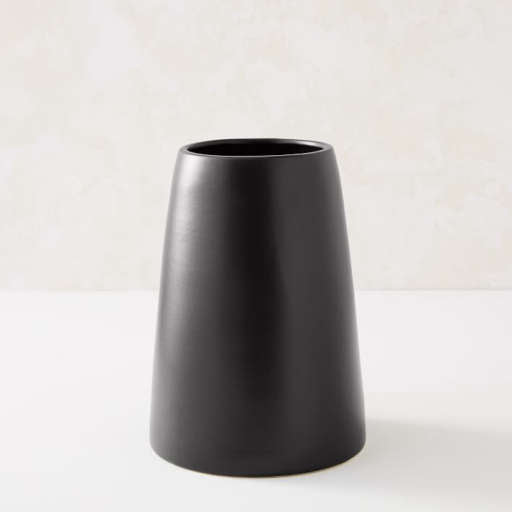 Pure Black Ceramic Vases Squat