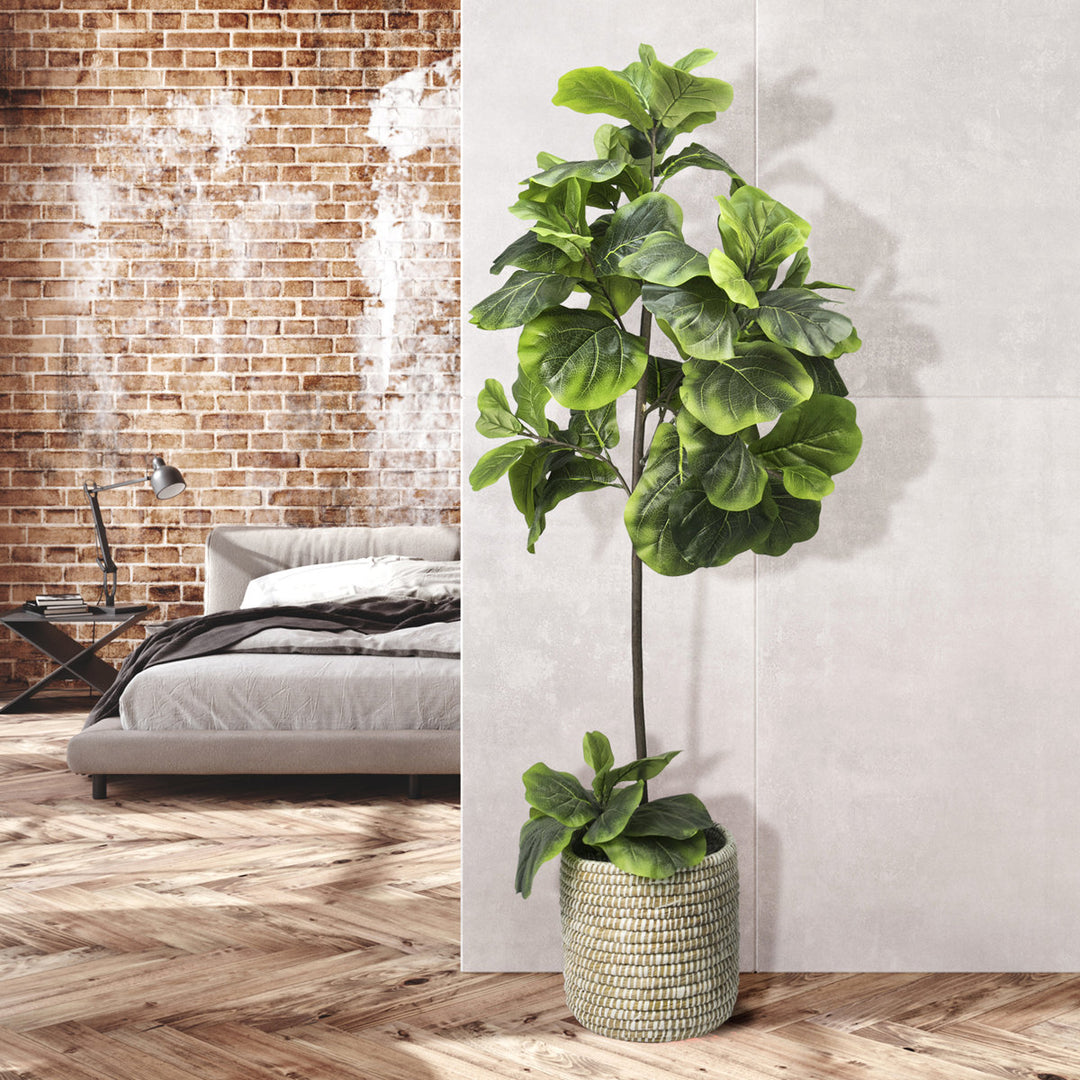 60'' Faux Fiddle Leaf Fig Tree in Wicker/Rattan Basket