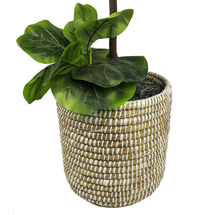 60'' Faux Fiddle Leaf Fig Tree in Wicker/Rattan Basket