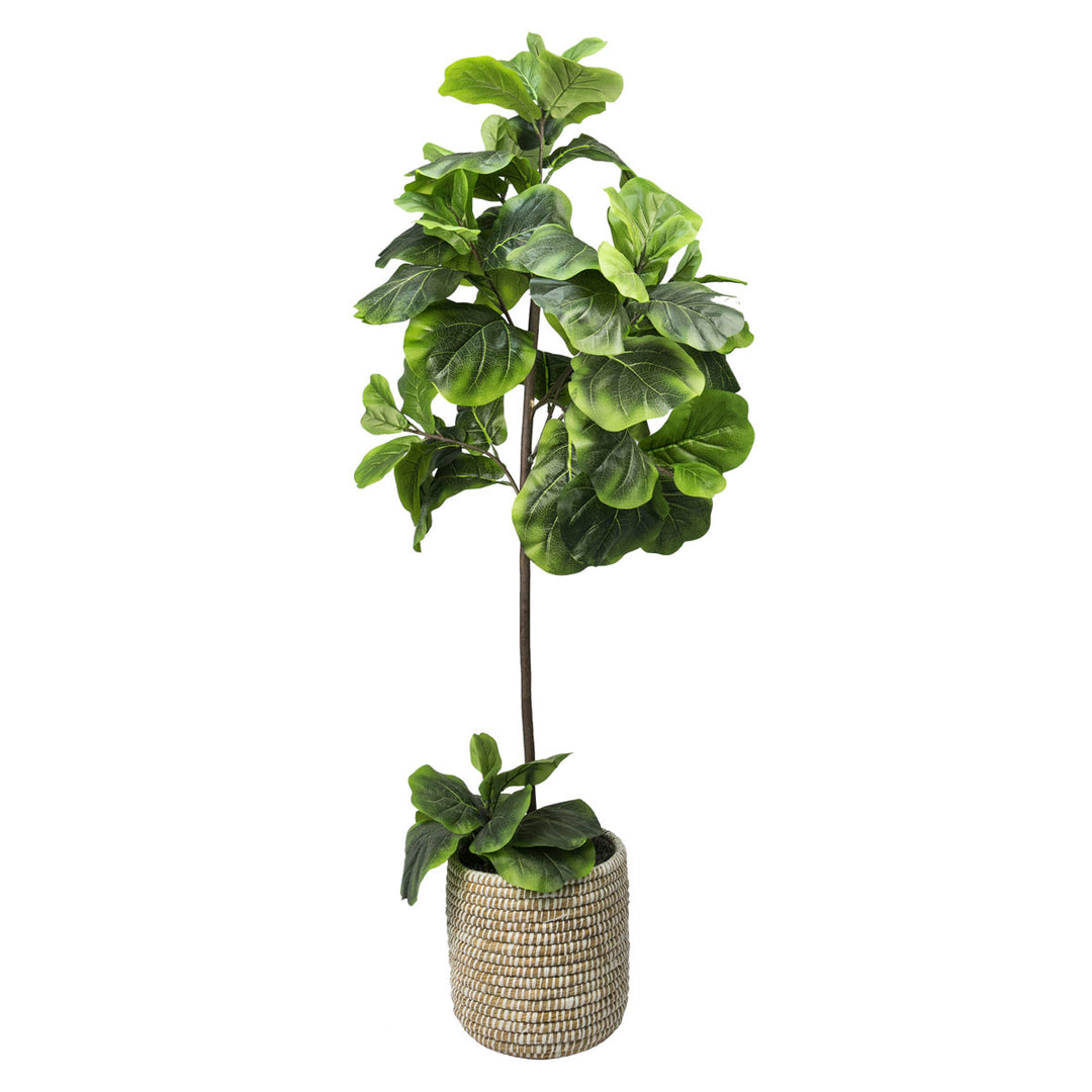 60'' Faux Fiddle Leaf Fig Tree in Wicker/Rattan Basket