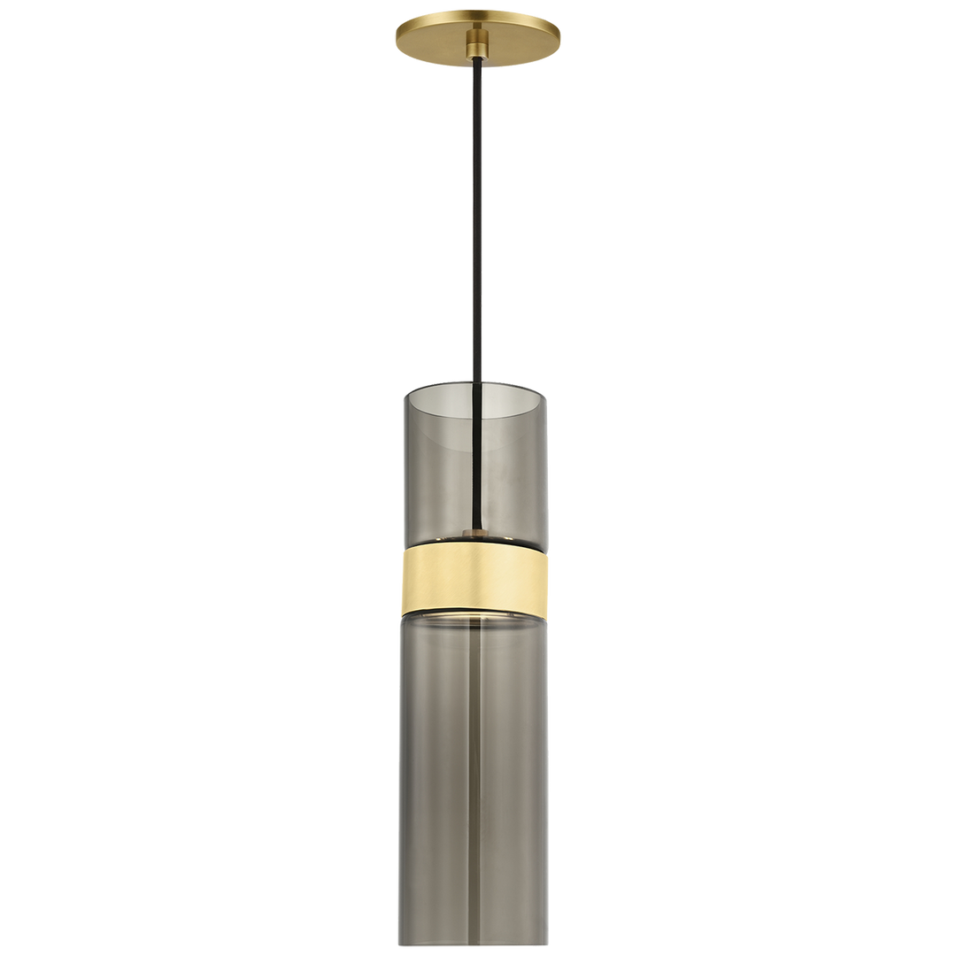 Manette Medium Pendant Transparent Smoke Glass natural brass 3000K 90 CRI integrated led 90 cri 3000k 120v