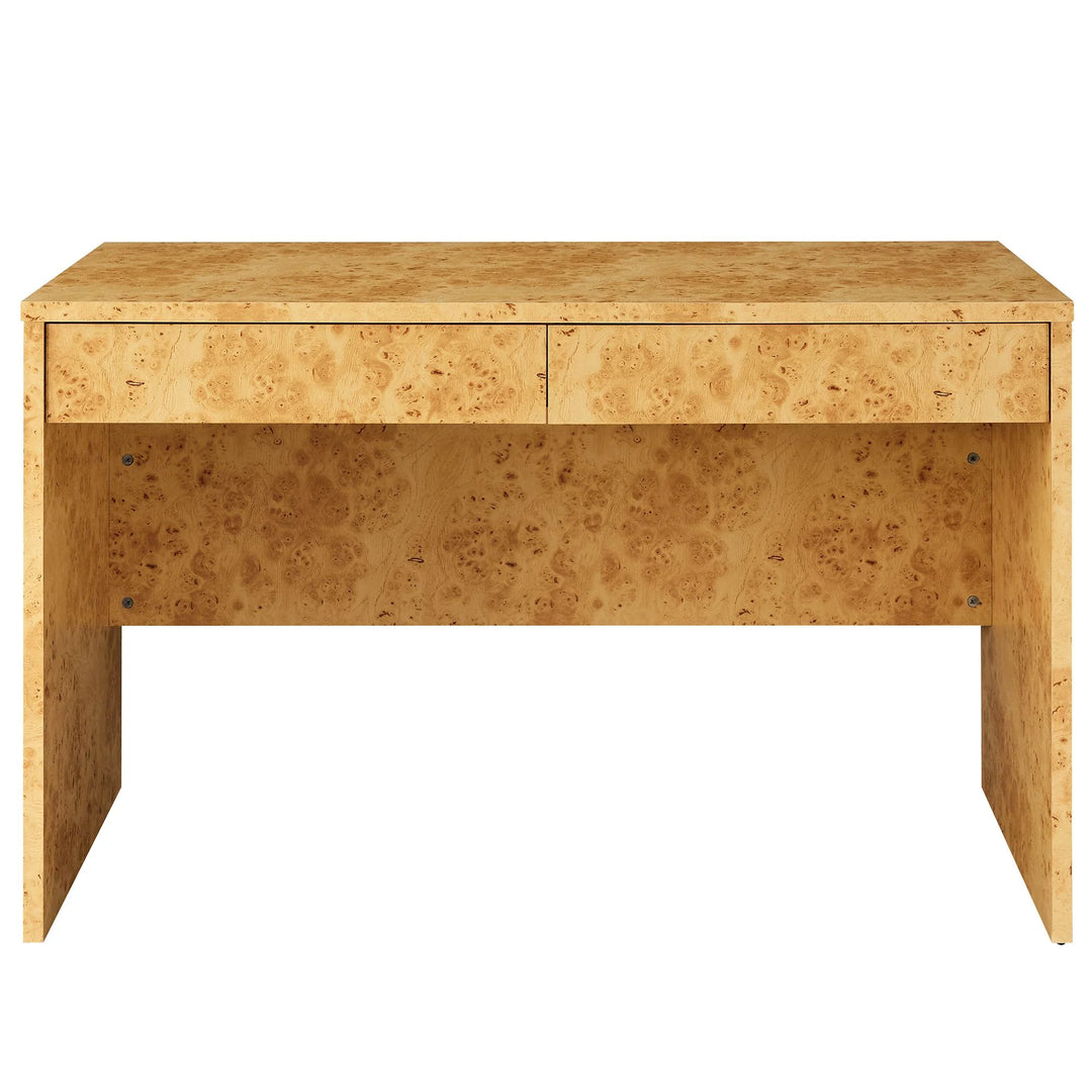 Huxley 2-Drawer Burl Wood Desk