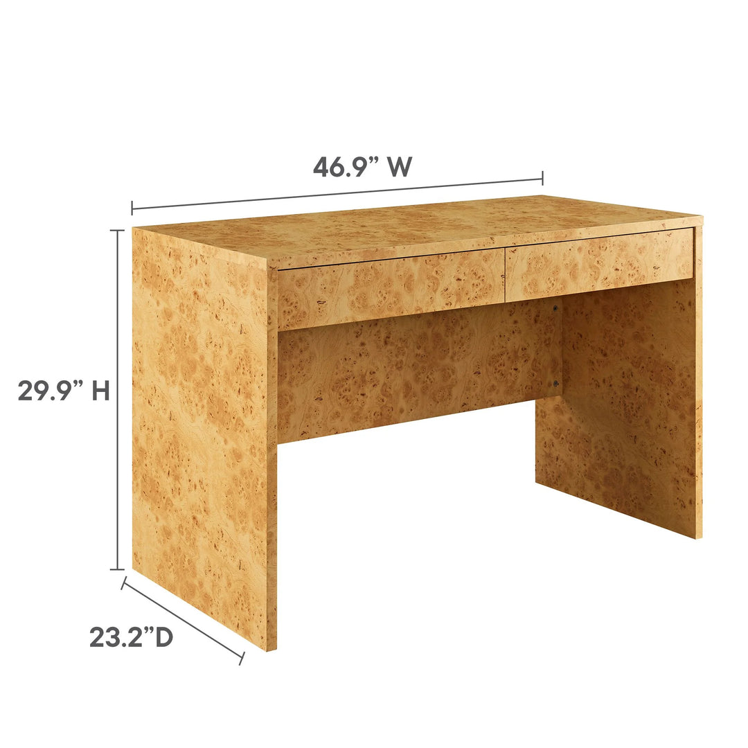 Huxley 2-Drawer Burl Wood Desk