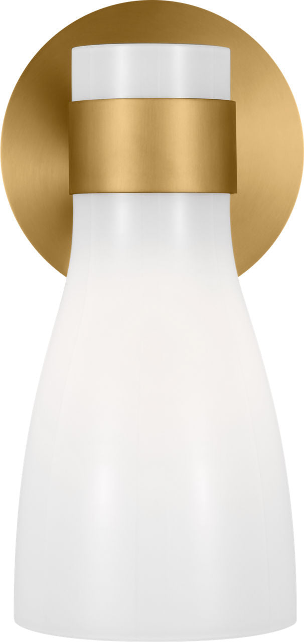 Moritz One Light Sconce Burnished Brass with Milk White Glass