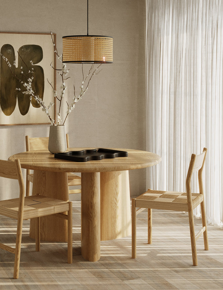 Elegant Minimalist Oak Dining Duo