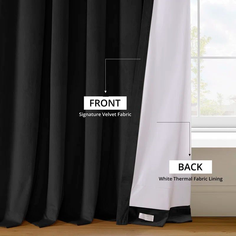 Signature Blackout Double Wide Velvet Rod Pocket Single Curtain Panel