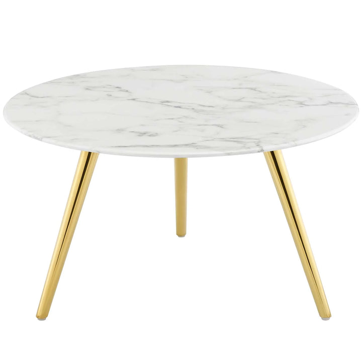Pila 28" Round Artificial Marble Coffee Table