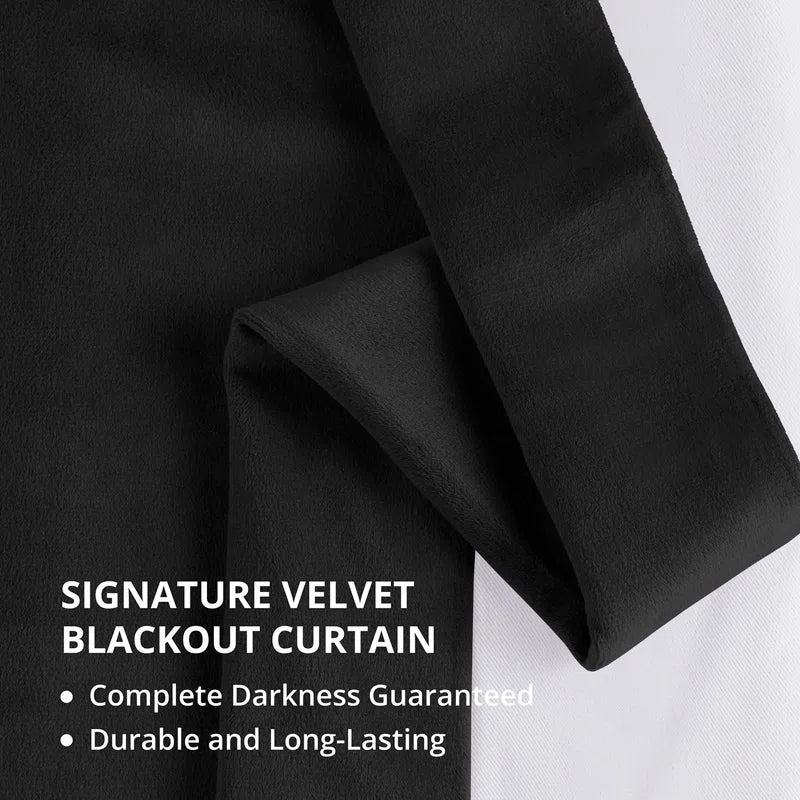 Signature Blackout Double Wide Velvet Rod Pocket Single Curtain Panel