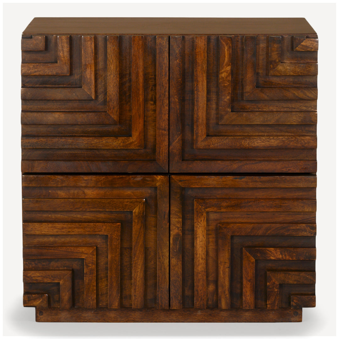 Geometric Groove Plantation-Grown Nightstand