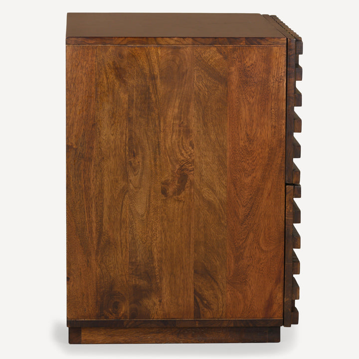 Geometric Groove Plantation-Grown Nightstand