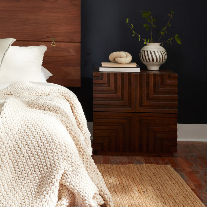 Geometric Groove Plantation-Grown Nightstand