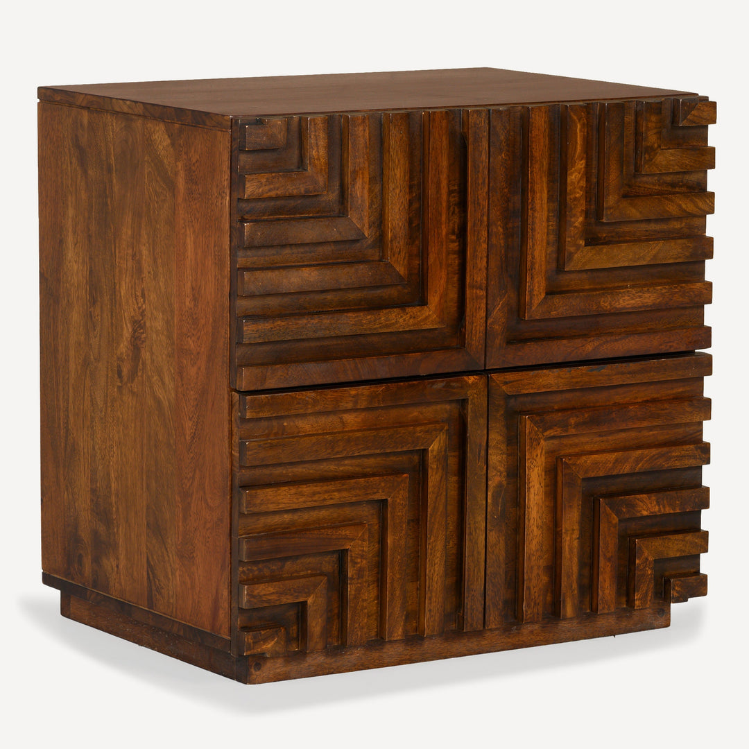 Geometric Groove Plantation-Grown Nightstand