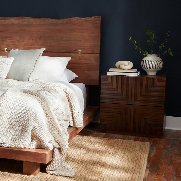 Geometric Groove Plantation-Grown Nightstand