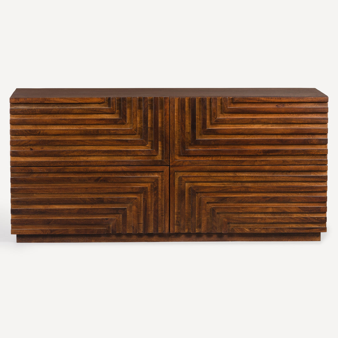 Geometric Pattern Geo-Dresser: Sleek Hardwood Design