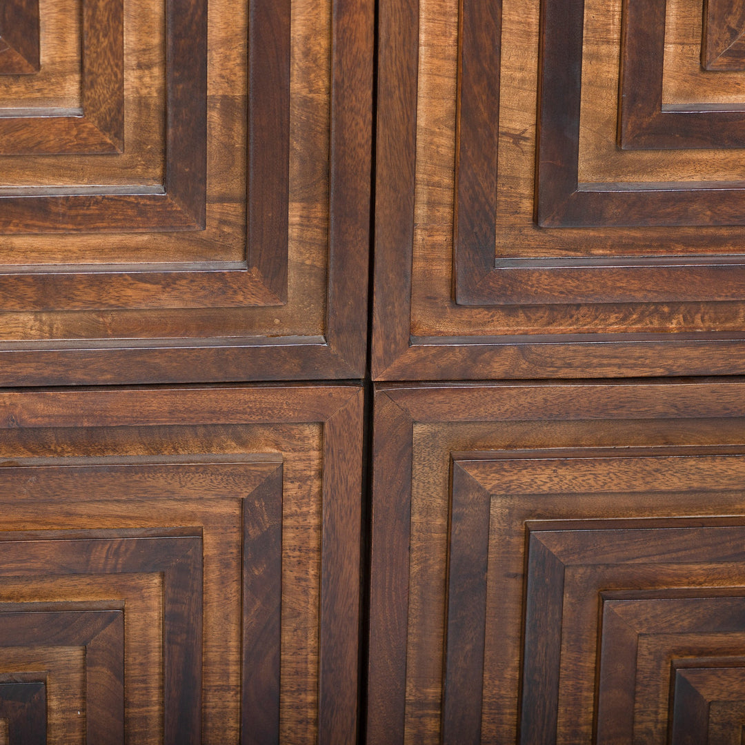 Geometric Pattern Geo-Dresser: Sleek Hardwood Design