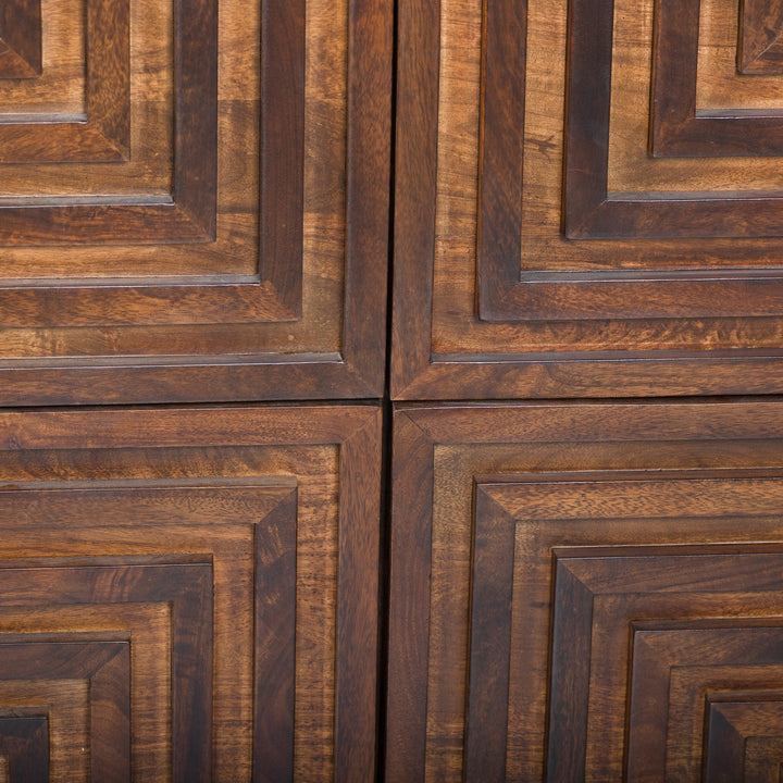 Geometric Pattern Geo-Dresser: Sleek Hardwood Design