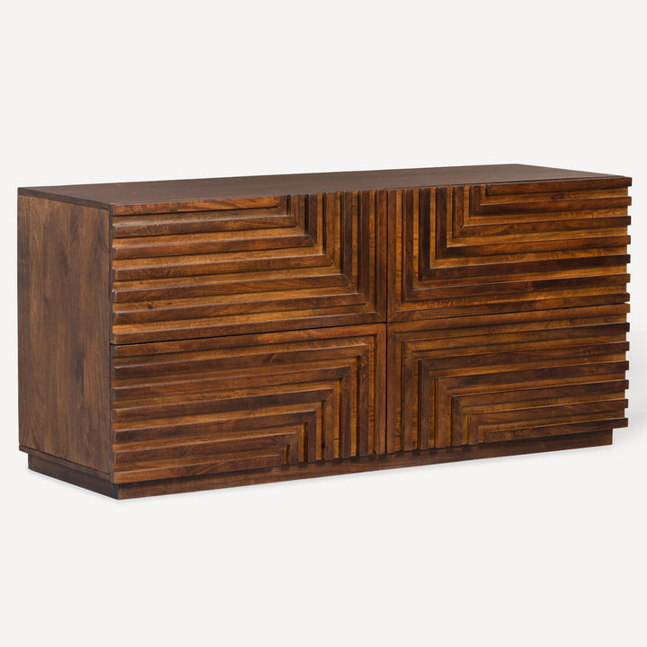 Geometric Pattern Geo-Dresser: Sleek Hardwood Design