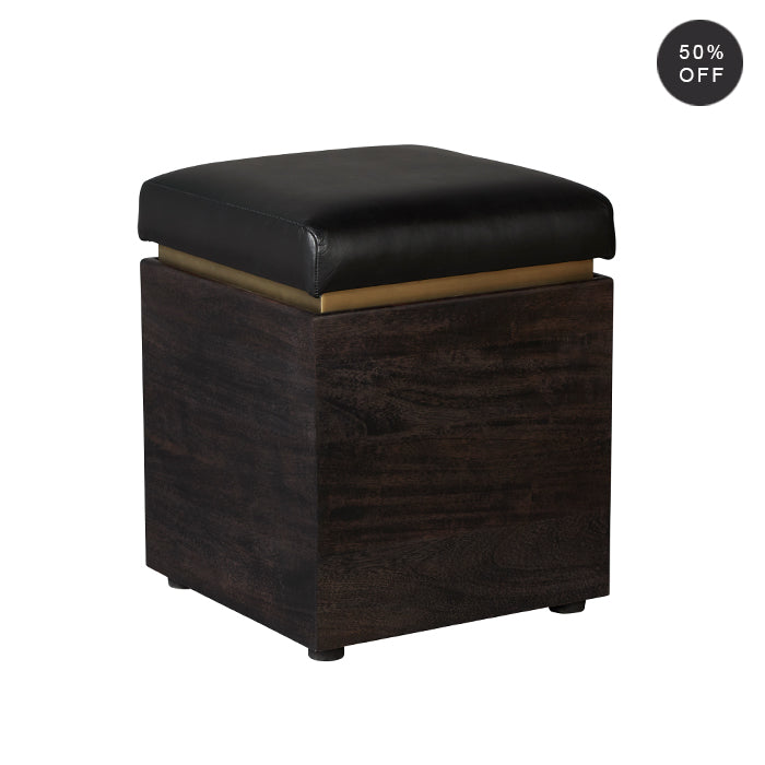Acacia Root Storage Stool - Ebony Finish