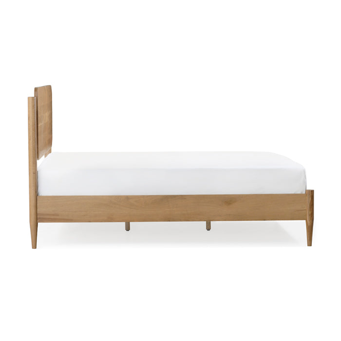 Elegant Sculpted White Oak Queen Bed - Nature's Grace