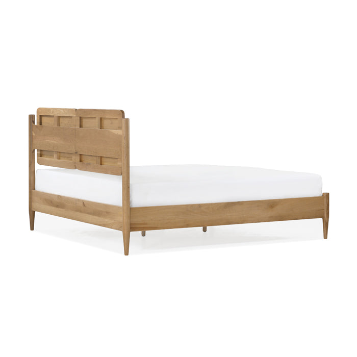 Elegant Sculpted White Oak Queen Bed - Nature's Grace