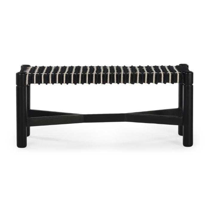 Artisan Geometric Cord Seat Bench in Charcoal Oak