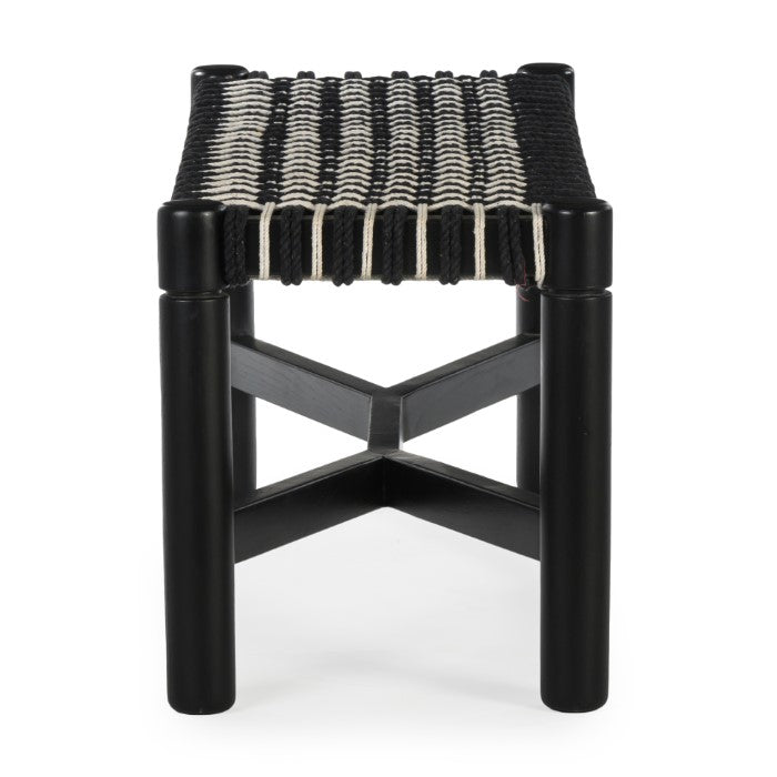 Artisan Geometric Cord Seat Bench in Charcoal Oak