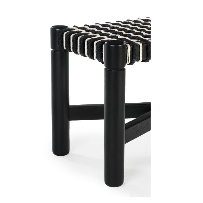 Artisan Geometric Cord Seat Bench in Charcoal Oak