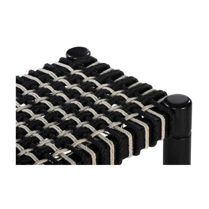 Artisan Geometric Cord Seat Bench in Charcoal Oak