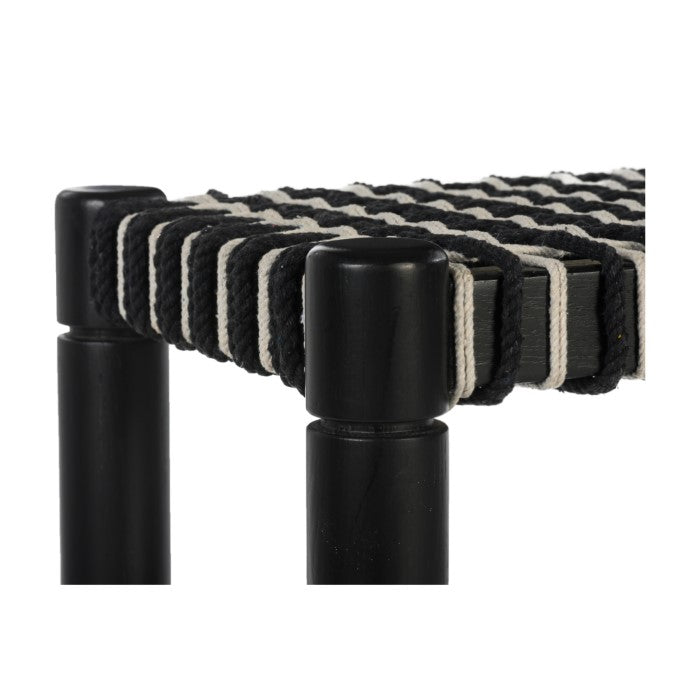 Artisan Geometric Cord Seat Bench in Charcoal Oak