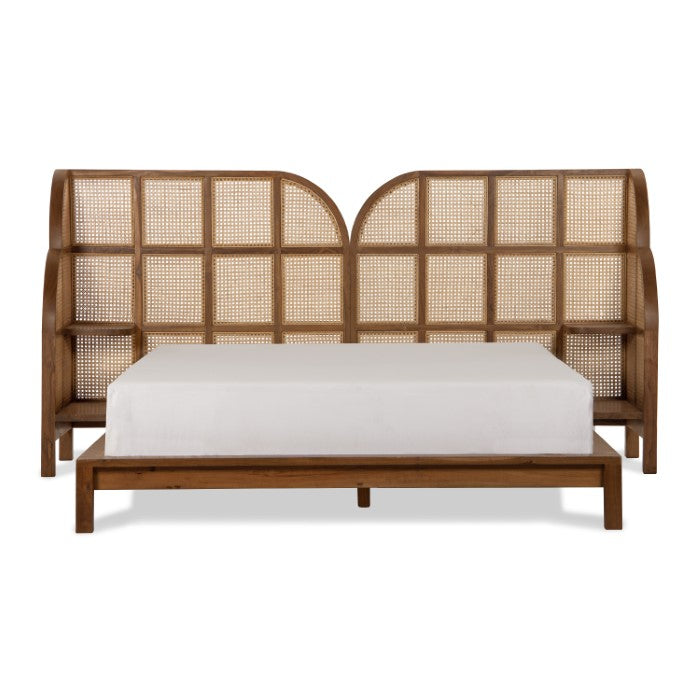 Tropical Oasis Solid Teak & Cane Queen Bed