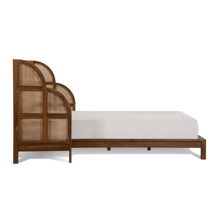 Tropical Oasis Solid Teak & Cane Queen Bed