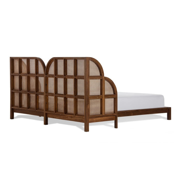 Tropical Oasis Solid Teak & Cane Queen Bed