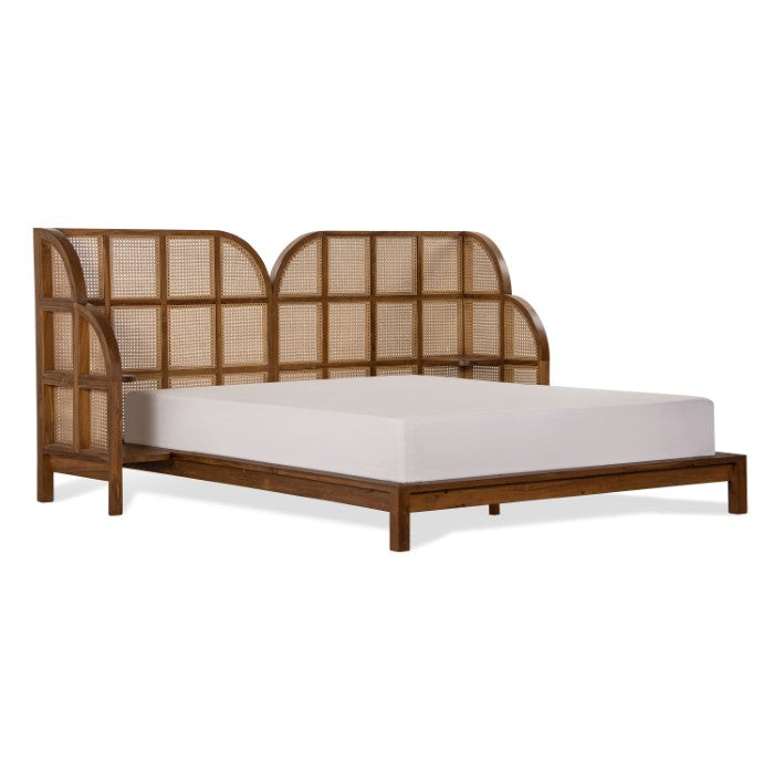 Tropical Oasis Solid Teak & Cane Queen Bed