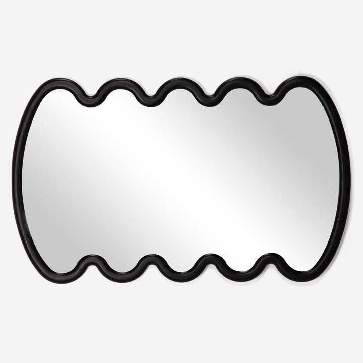 Whimsical Wave Wall Mirror - Ebony Hue