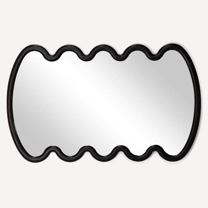 Whimsical Wave Wall Mirror - Ebony Hue