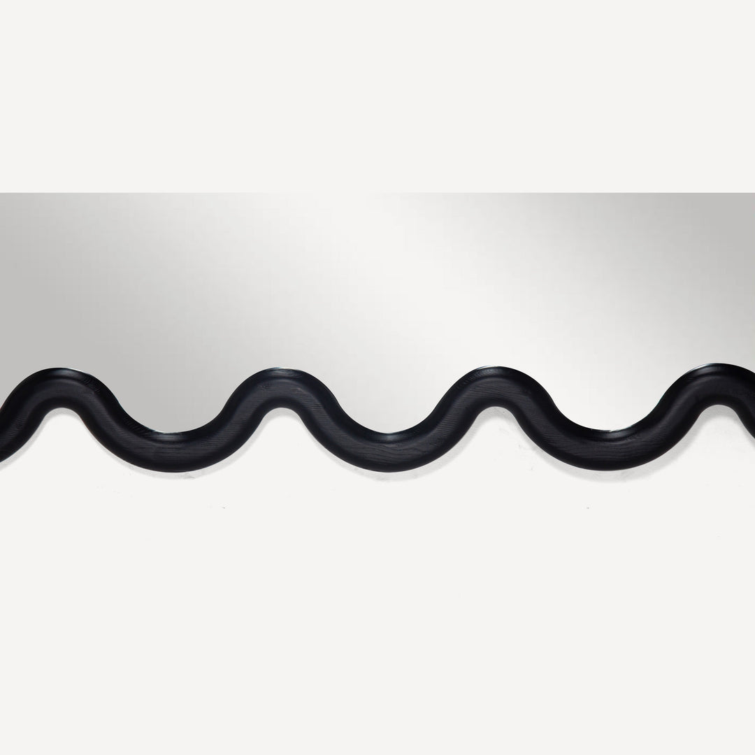 Whimsical Wave Wall Mirror - Ebony Hue