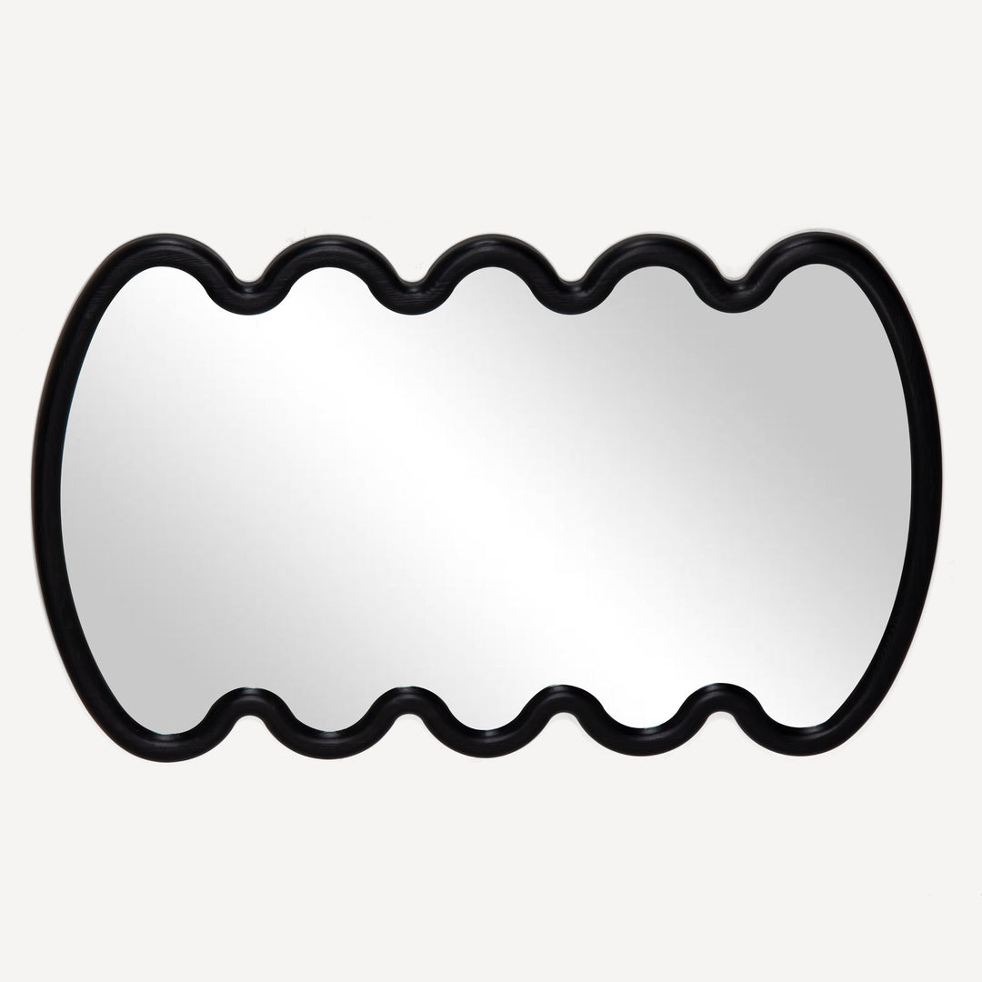 Whimsical Wave Wall Mirror - Ebony Hue