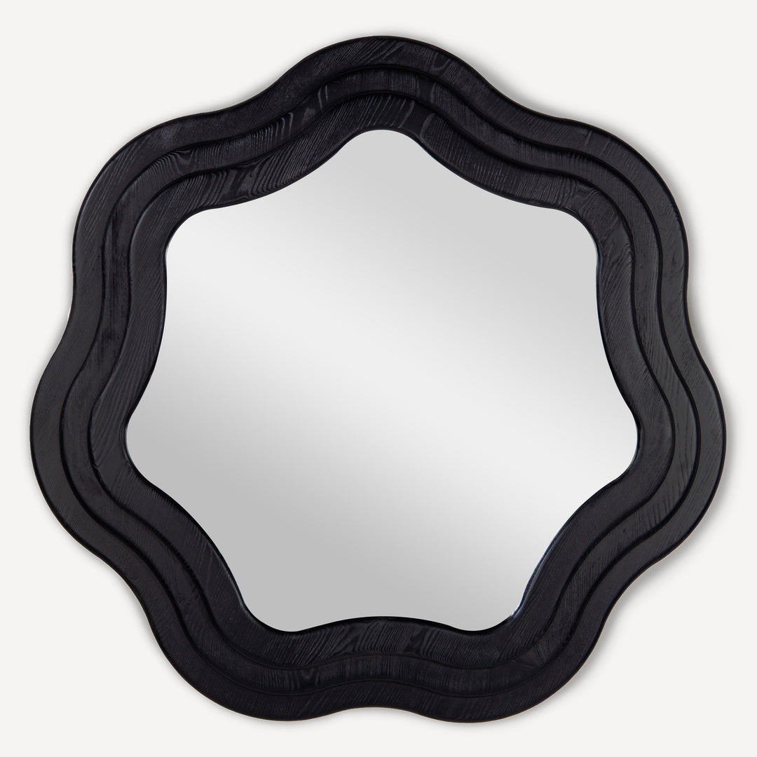 Whimsical Swirl Rattan Wall Mirror - Graphic Oak Frame